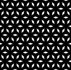 Vector seamless pattern, simple geometric ornament, monochrome repeat black & white texture. Lattice, mosaic background. Design for prints, decoration, digital, cover, textile, fabric, furniture, web
