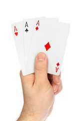 Hand with playing cards