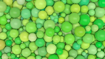 A lot of variation green color balls.