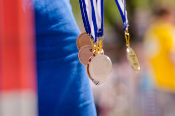 All kind of medals in the air with wonderful colors. Nice picture for olympic games in Rio