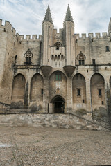 Fototapeta na wymiar View of Papal palace (Palais des Papes, 1364). Avignon, France.
