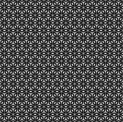 Fototapeta premium Vector seamless pattern, repeat monochrome geometric ornamental texture, black & white abstract mosaic background. Oriental arabian or indian style. Design element for prints, decor, web, digital