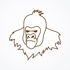 Gorilla Head outline graphic vector.