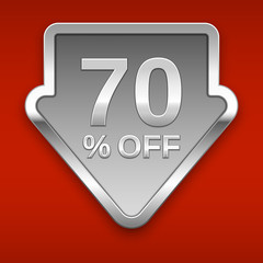 70 percent off vector badge, silver