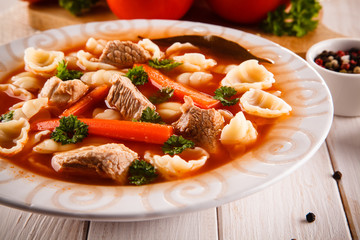 Tomato soup and ingredients 