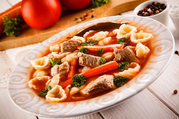 Tomato soup and ingredients 