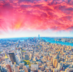Sunset view of New York Skyline
