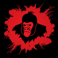 Gorilla Head designed on splash blood background graphic vector.