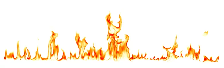 Papier Peint photo Lavable Flamme Flammes de feu isolés sur fond blanc
