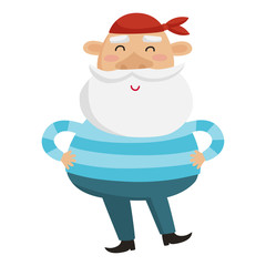 Cartoon sea captain on a white background. Vector illustration.