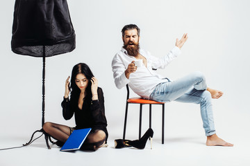 Obraz premium couple on white studio background