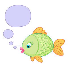 cute baby fish draw vector