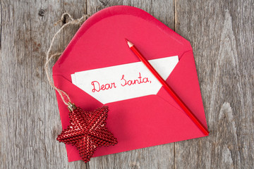 Christmas star and letter to Santa