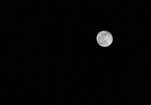 moon on a dark night without stars