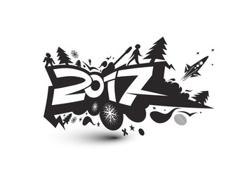 Happy new year 2017 - New Year Holiday design elements for holiday cards, for decorations Vector Illustration background