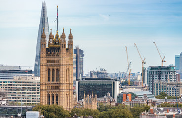 London skyline, Westminster and modern buildings