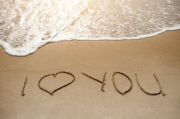 I love you - message on the sand beach - love concept