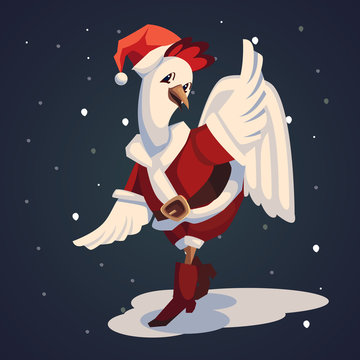 Rooster symbol 2017. Santa Cock. Cartoon illustration
