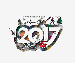 Happy new year 2017 - New Year Holiday design elements for holiday cards, for decorations Vector Illustration background