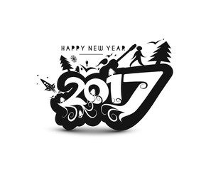 Happy new year 2017 - New Year Holiday design elements for holiday cards, for decorations Vector Illustration background