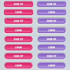 Set of colored web buttons. Web elements vector button set.