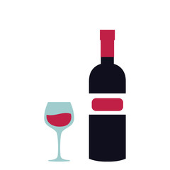 Wine bottle with glass vector illustration design