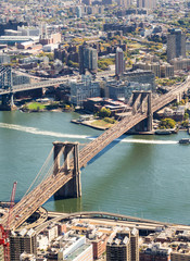 Brooklyn Bridge, aerial view of city skyline