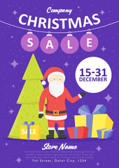 Sale holiday website banner templates. Christmas and New Year illustrations for social media banners, posters, email and newsletter designs, ads, promotional material