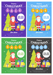 Set of Sale holiday website banner templates. Christmas and New Year illustrations for social media banners, posters, email and newsletter designs, ads, promotional material