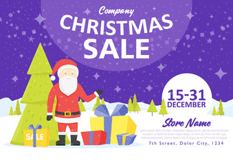 Sale holiday website banner templates. Christmas and New Year illustrations for social media banners, posters, email and newsletter designs, ads, promotional material