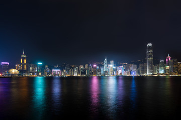 Naklejka na ściany i meble Nightview of Victoria Harbour in Hong Kong (香港 ビクトリアハーバー夜景)