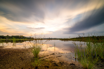 sunset on the lake landscape