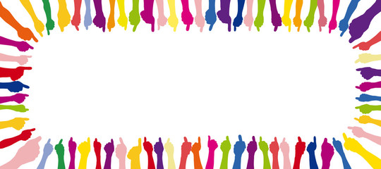 Hintergrund mit vielen bunten Händen