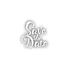 Save the date - dotwork, calligraphic lettering badge label for design invitation
