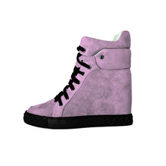 female pink shoes over white