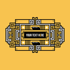 Pixel art text header with traditional tribal elements.