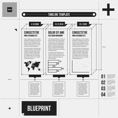 Vector timeline template with rectangle elements in draft style. EPS10 - 126922931