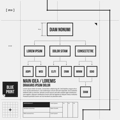 Organization chart template in draft style. EPS10