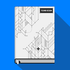 Book cover/poster template with abstract geometric shapes.
