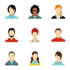 Avatar of different people icons set. Flat illustration of 9 avatar of different people vector icons for web