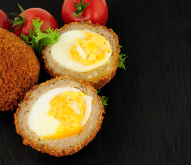 Scotch Eggs On A Slate Background