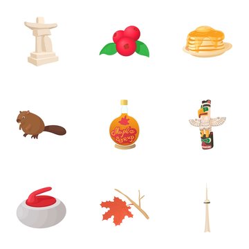 Holiday in Canada icons set. Cartoon illustration of 9 holiday in Canada vector icons for web