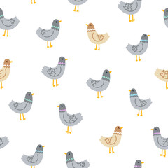 Pigeons seamless pattern