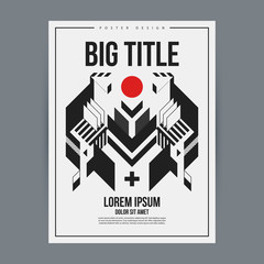 Poster design template with abstract geometric element. Useful for book and magazine covers and advertizing.