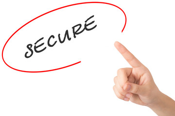 Hand of a young girl points to a word