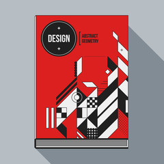 Book cover design template with abstract geometric elements. Style of modern art and graffiti.