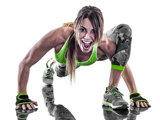 woman fitness boxing pilates excercises isolated