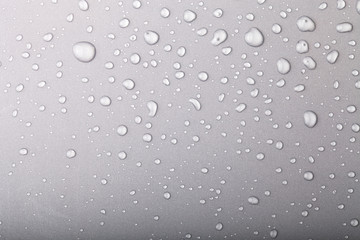 Drops of water on a color background. Gray