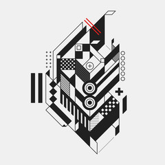 Fototapeta premium Abstract geometric element in futuristic style isolated on white background. Useful for prints and posters.