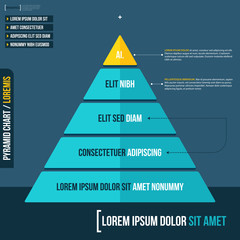 Layered pyramid chart diagram in flat style. Useful for presentations and advertising.
